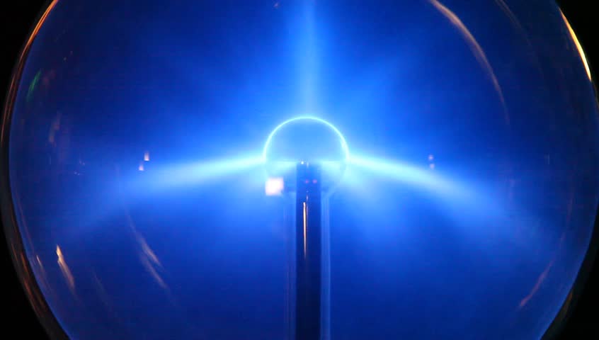 Blue plasma orb circle globe heavenly sphere with hand