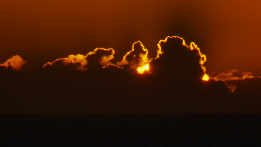 Closeup Sunrise Over Ocean Time Lapse