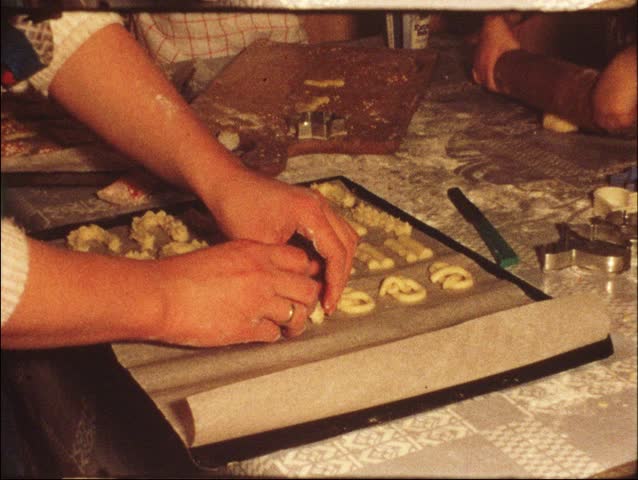 Mother making Christmas cookies (vintage 8 mm amateur film)