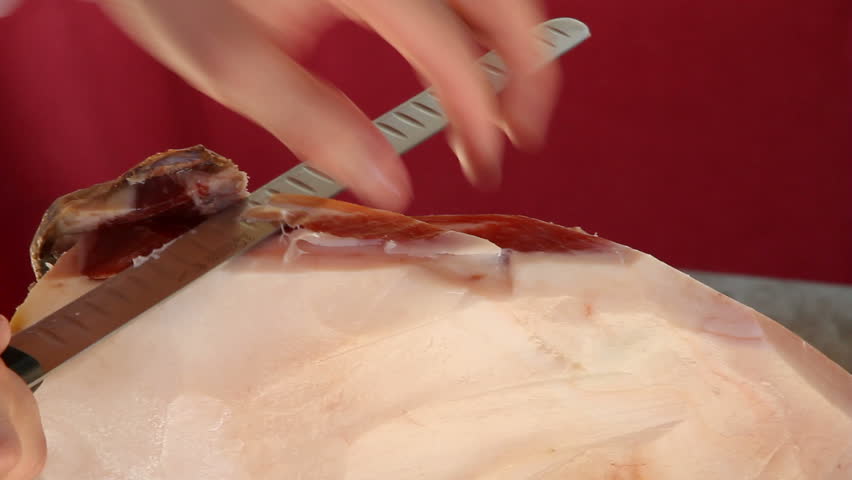 professional cutting jabugo ham
