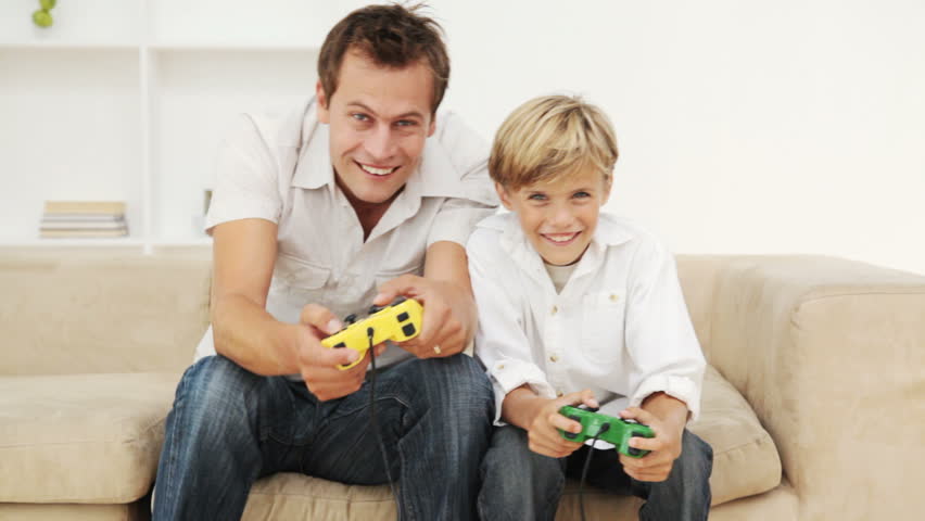 Father and Son Playing Video Games