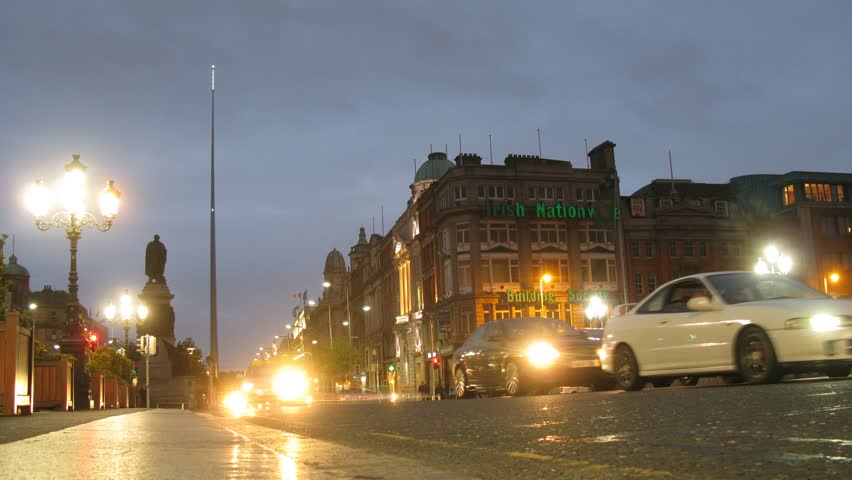 DUBLIN - JUNE 10: Connell street at night on June 10, 2010 in Dublin, Ireland. Dublin is currently ranked 29th in the Global Financial Centres Index, and has one of the fastest growing populations of any European capital city.
