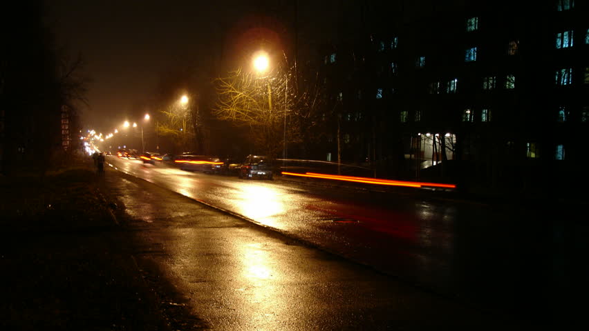 Night city street traffic time lapse HD