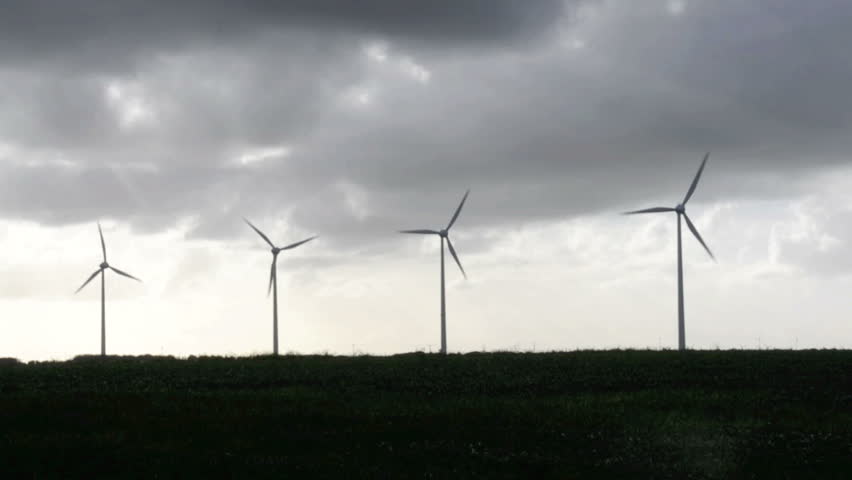 Wind engines on a stormy day in Brittany, France