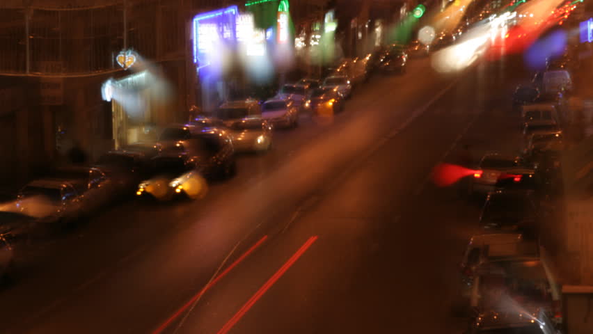 long exposure effect to capture light streaks on moving traffic in marseille at night