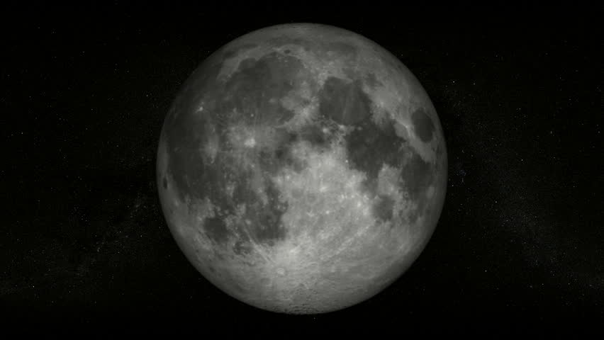 Full moon with a starfield as background, rotates 360 degrees over time (60 sec.)