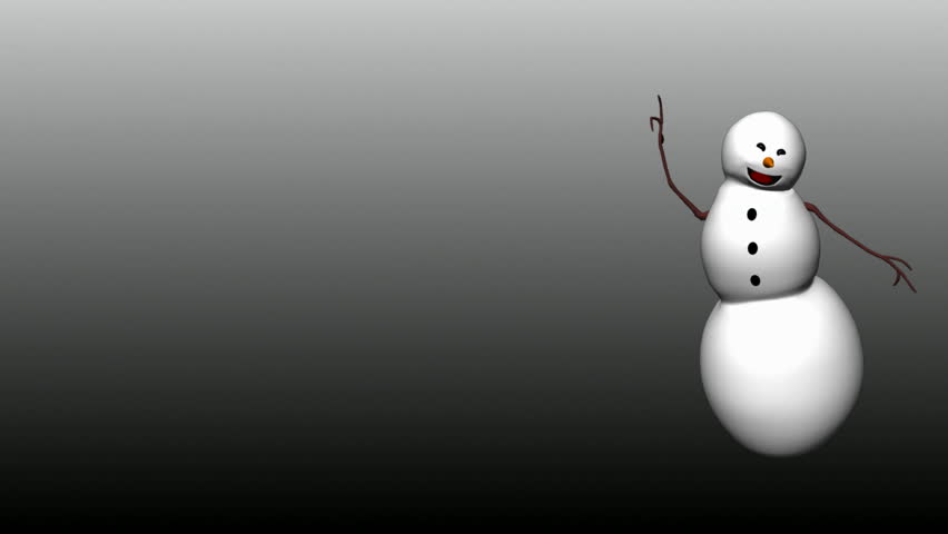 Isolated Snowman dance. Looping Animation. Alpha Matte