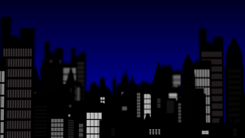 Feliz Ano Nuevo, typographical animation with camera flight over nightly city