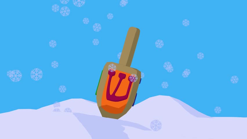 Dreidel with snowflakes on a blue background