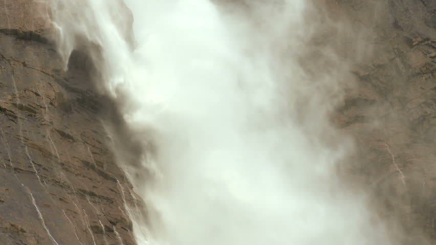 Close up of Takakkaw waterfalls in Yoho National Park, Rocky Mountains of Canada