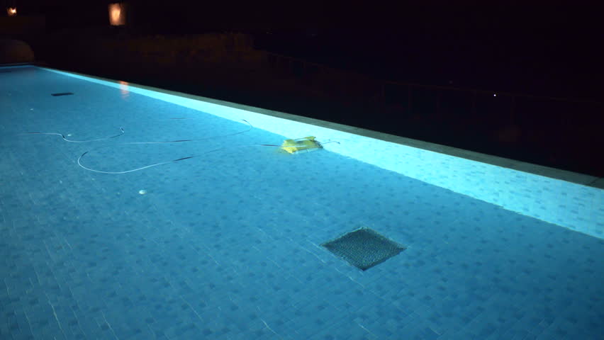 Automated Pool Cleaner Moves Cleans Stock Footage Video 100