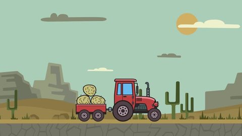 Animated Tractor Trolley Full Hay Riding Stock Footage Video (100%  Royalty-free) 1010791169 | Shutterstock