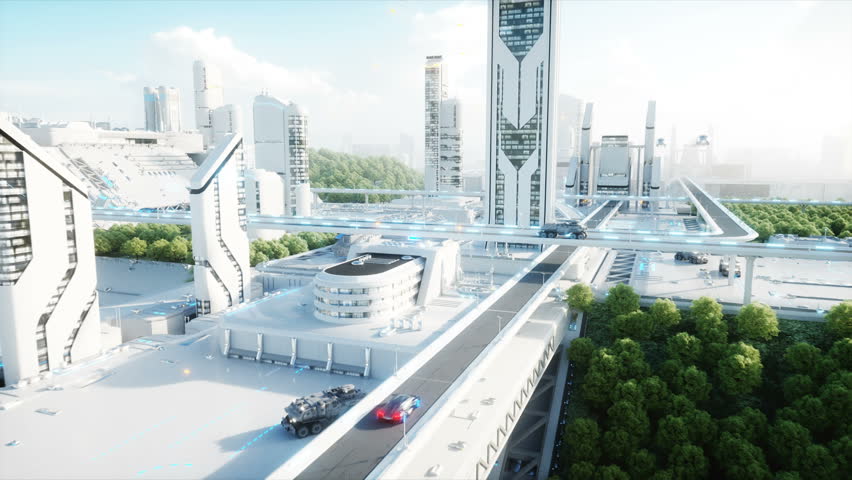 Futuristic City, Town. the Concept Stock Footage Video (100% Royalty
