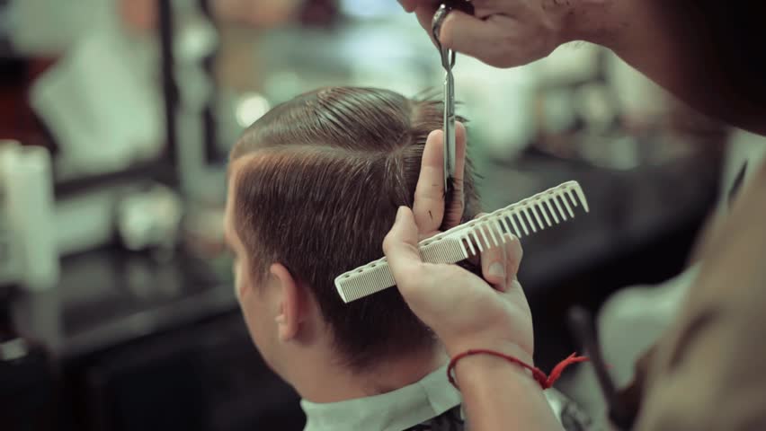 Mens Haircut In Barbershop Barber Stock Footage Video 100