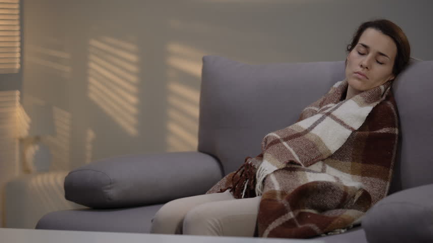 Lonely Young Depressed Female Sleeping Stock Footage Video 100