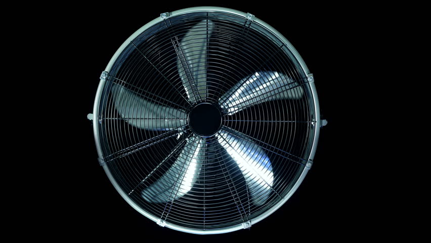 Animation Of Air Condition Fan Ventilation. Slow Rotation Glossy Steel ...
