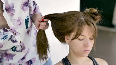 Brunette With Short And Voluminous Stock Footage Video 100