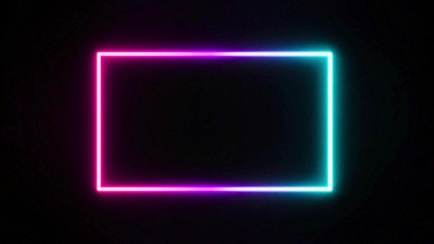 Square Open Neon Sign Loop in Front - Royalty Free Video
