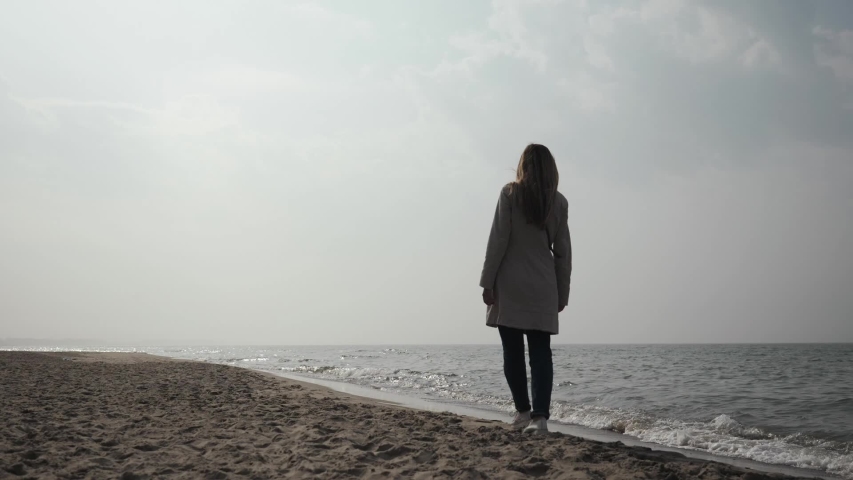 woman-on-the-beach-in-a-coat image - Free stock photo - Public Domain ...