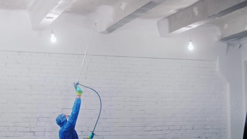 Worker Painting The Ceiling By Stock Footage Video 100 Royalty Free 1032784049 Shutterstock