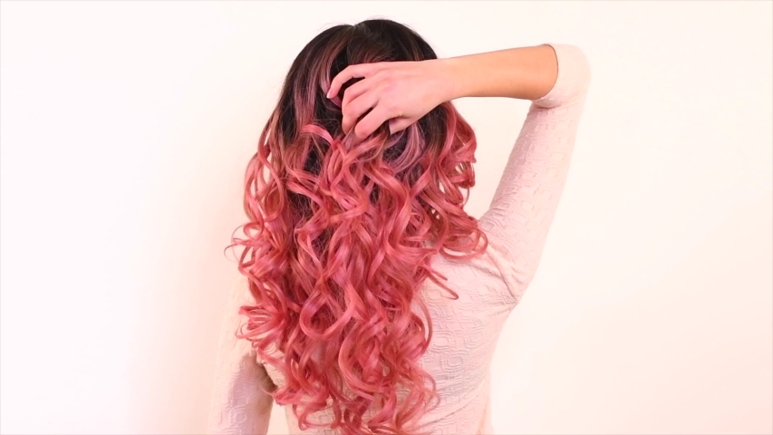 Beautiful Long Trendy Ombre Dyed Curly Hair Beauty Woman With