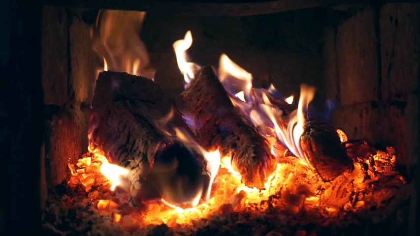 Burning Firewood In The Fireplace Stock Footage Video 100