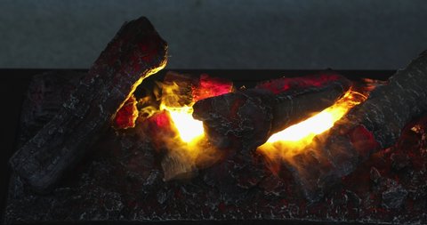Logs In Artificial Fireplace Stock Video Footage 4k And Hd Video