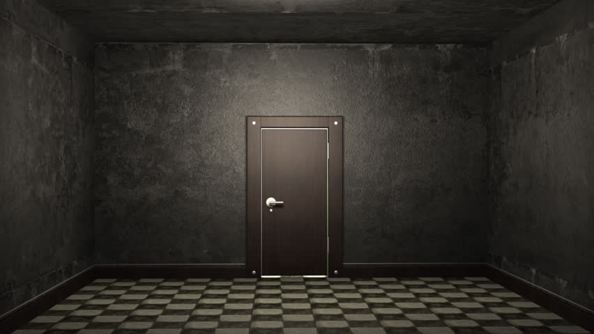 Scary Door Game Shadowy Figure At Night Stock Image