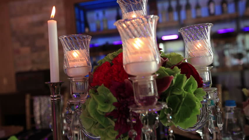 Elegant Candlelight Dinner Table Setting Stock Footage Video (100%