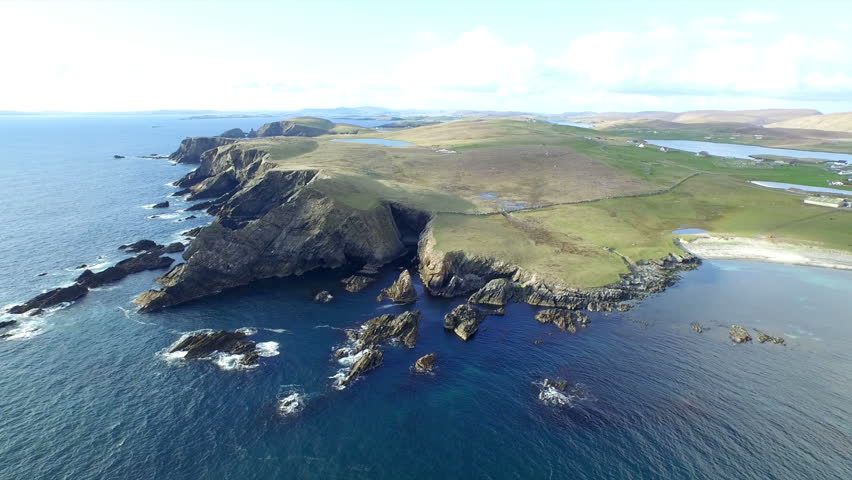 Waves Crashing Into Coast Of Shetland Islands Scotland Stock Footage ...