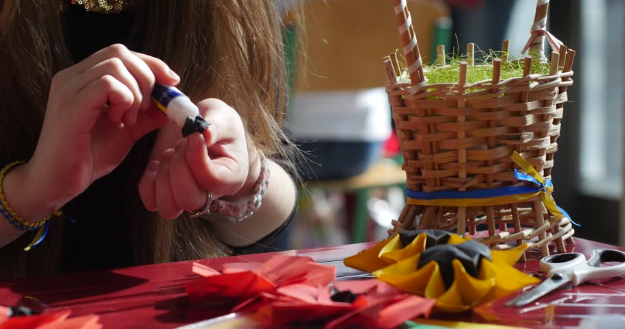 Girl Uses Glue And Makes Stock Footage Video 100 Royalty Free 11613899 Shutterstock