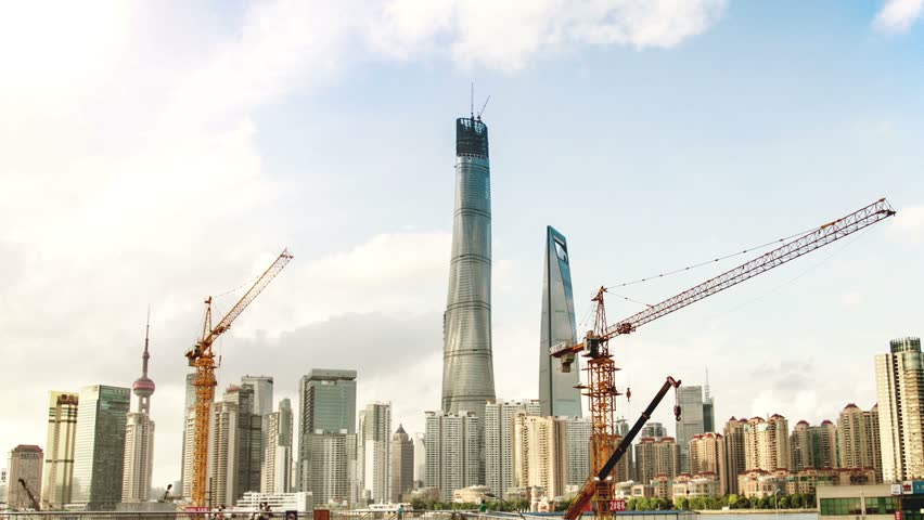 Shanghai Skyscrapers Construction Timelapse Stock Footage Video