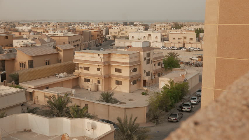 Middle East City View Late Afternoon Al Rakka Saudi  Middle East City View Late Afternoon Al Rakka Saudi