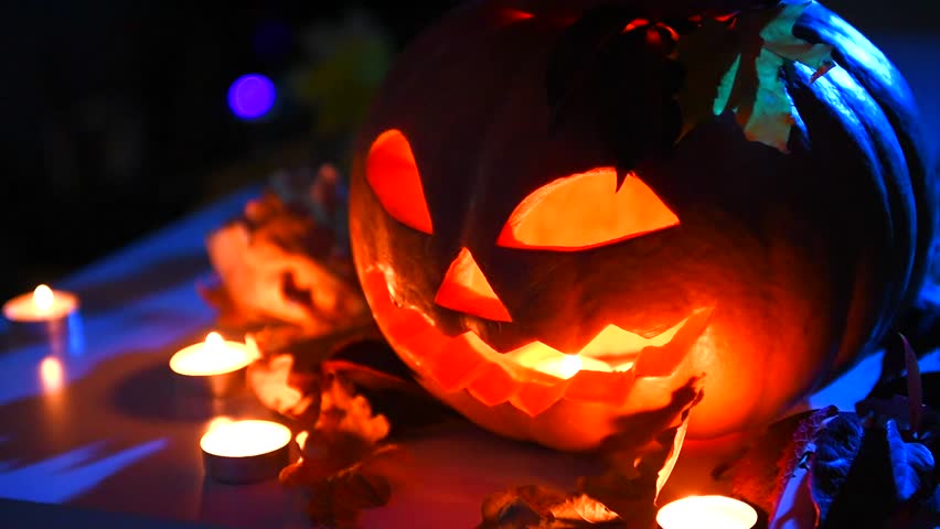 halloween pumpkin head jack lantern with burning candles over black background halloween holidays art design - Design Halloween halloween pumpkin head jack lantern with burning candles over black background halloween holidays art design - Design Halloween