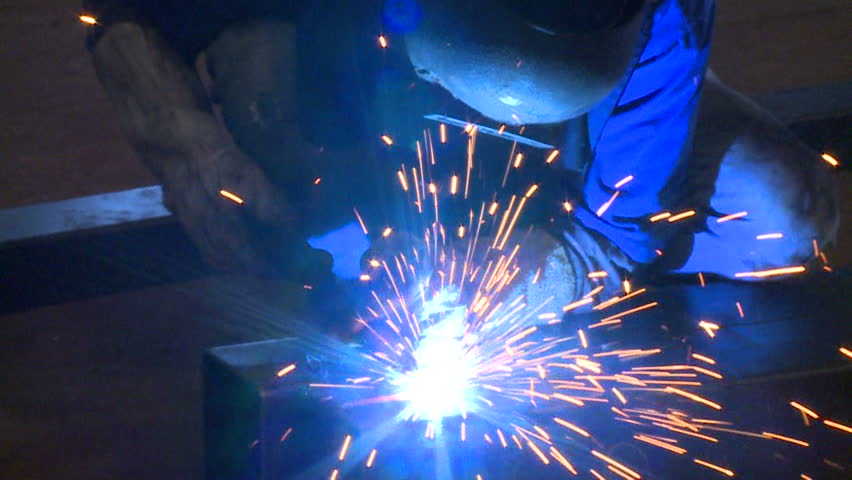 Stock Video Clip of welder working and soldering iron with mask ...