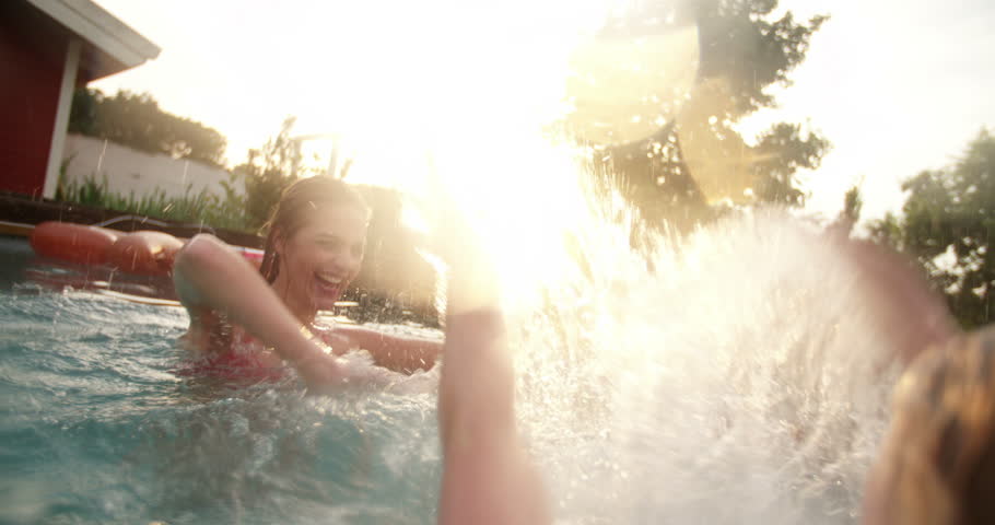 Backyard Swimming Pool On A Stock Footage Video 100 Royalty