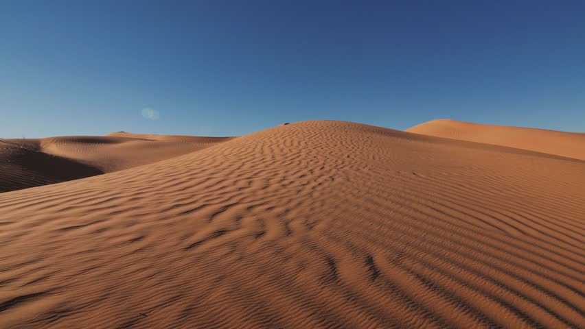 Close-up View Of Sand Dunes In Desert. Wind In Desert Drives Sand. With ...