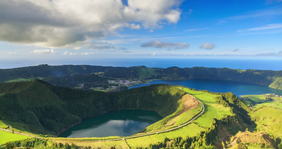 Panning The Crater Lake Lagoa Santiago, Sete Cidades Valley, Sao Miguel ...