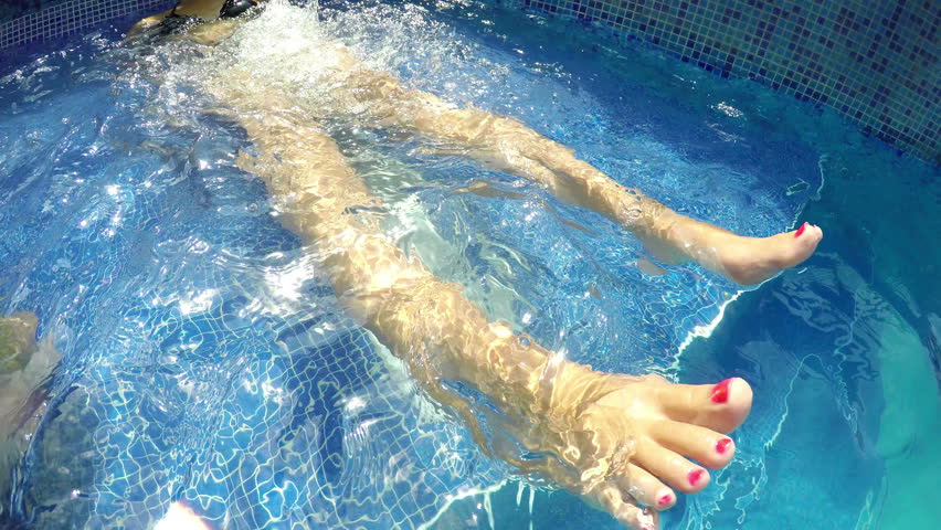 Sexy Woman Enjoy Spa Thermal Pool Water Jet Massage