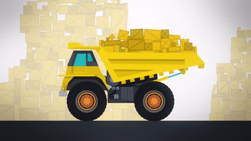 Yellow Big Truck Takes Orange Stock Footage Video 100 Royalty
