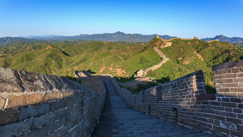 Great Wall Of China At Sunrise. ( Zooming Out Time-Lapse Video