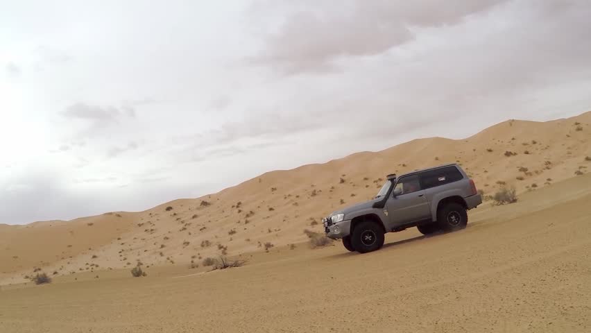 Driving Off-road Car In The Sahara Desert, Tunisia, 4x4 Sahara ...