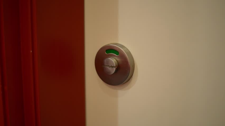 Hd00 19close Up Of A Public Toilet Door Lock Which Is Green