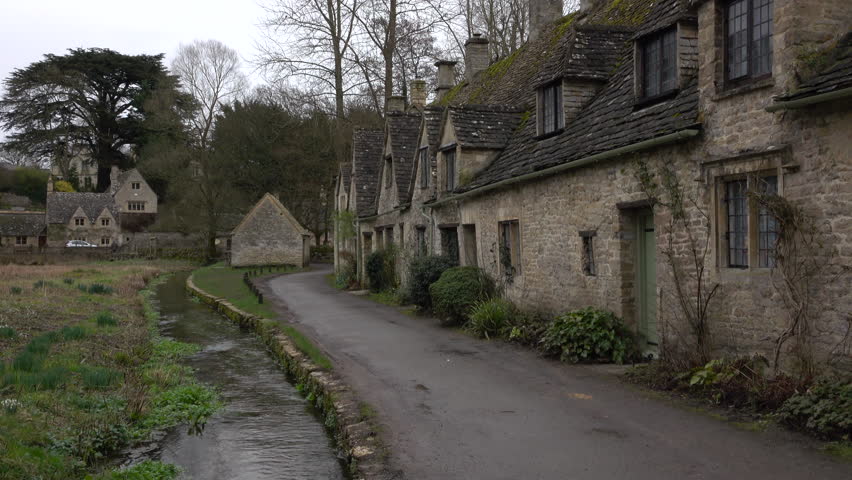 Mar 2016 Historic Bibury Cotswolds England Cottages Stream