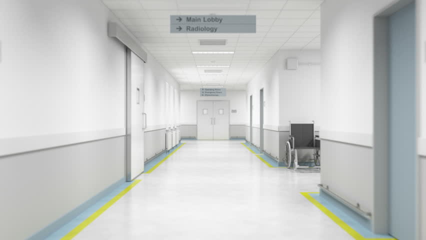 Bright Airy Corridors Modern Medical Health Clinic Wide Angle View No ...