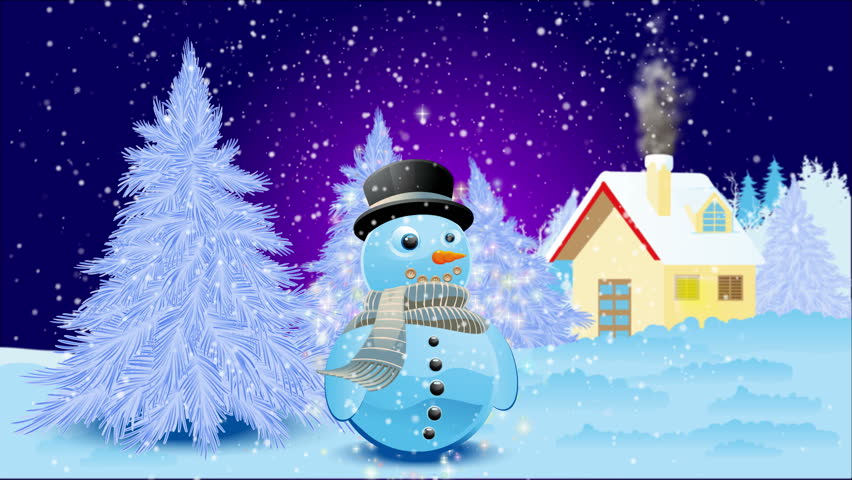 Christmas Snowman Salutation, Animated Greeting Card, 3d 