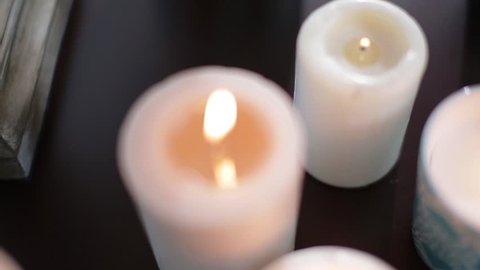 1000 Small Blue Candles Flower Stock Clips And Footage Rack Focus Shot Of Small Bunch Flowers Such As Red Roses And Light Candles