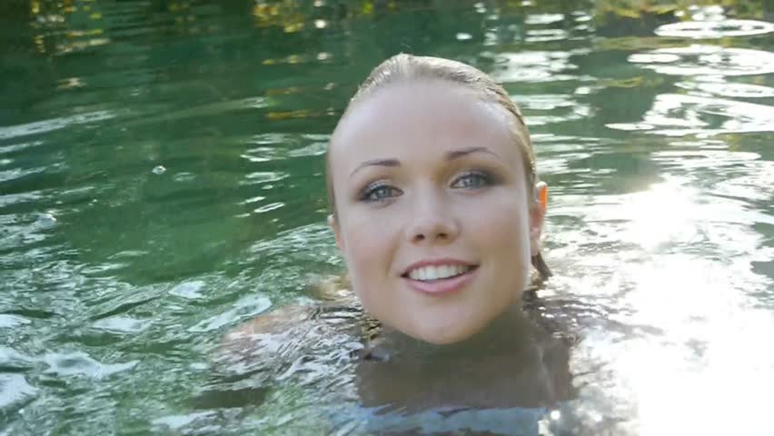 Beautiful Woman Swimming In Natural Pool Water Stock Footage Video 1612759 Shutterstock