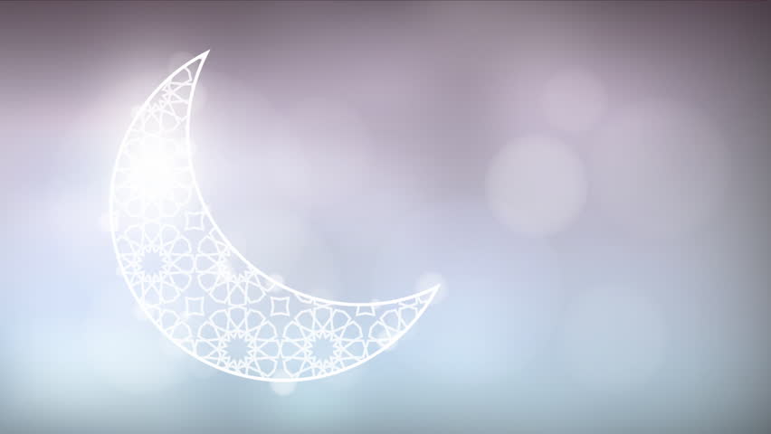 Ornamental Arabic Half Moon With Glittering Bokeh Lights 