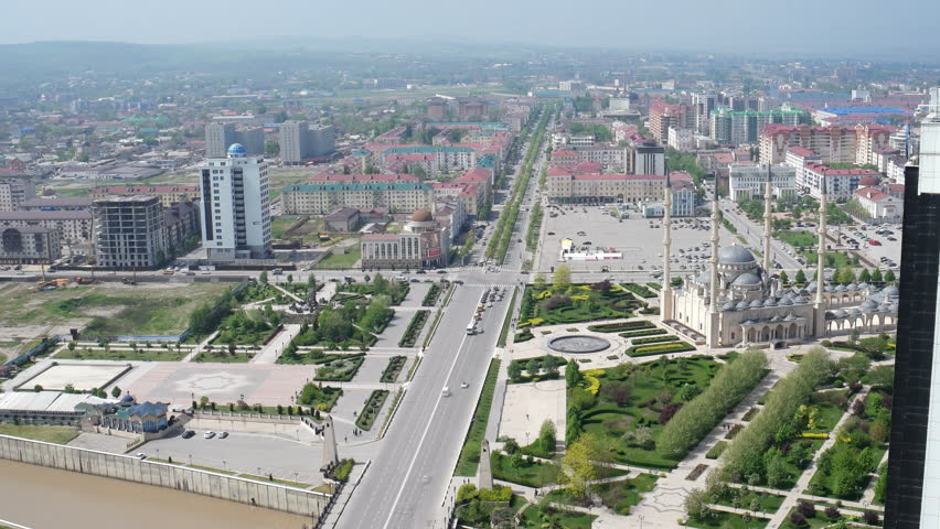 Chechnya Grozny Mosque Heart Of Chechnya Crossroad Static Camera View ...